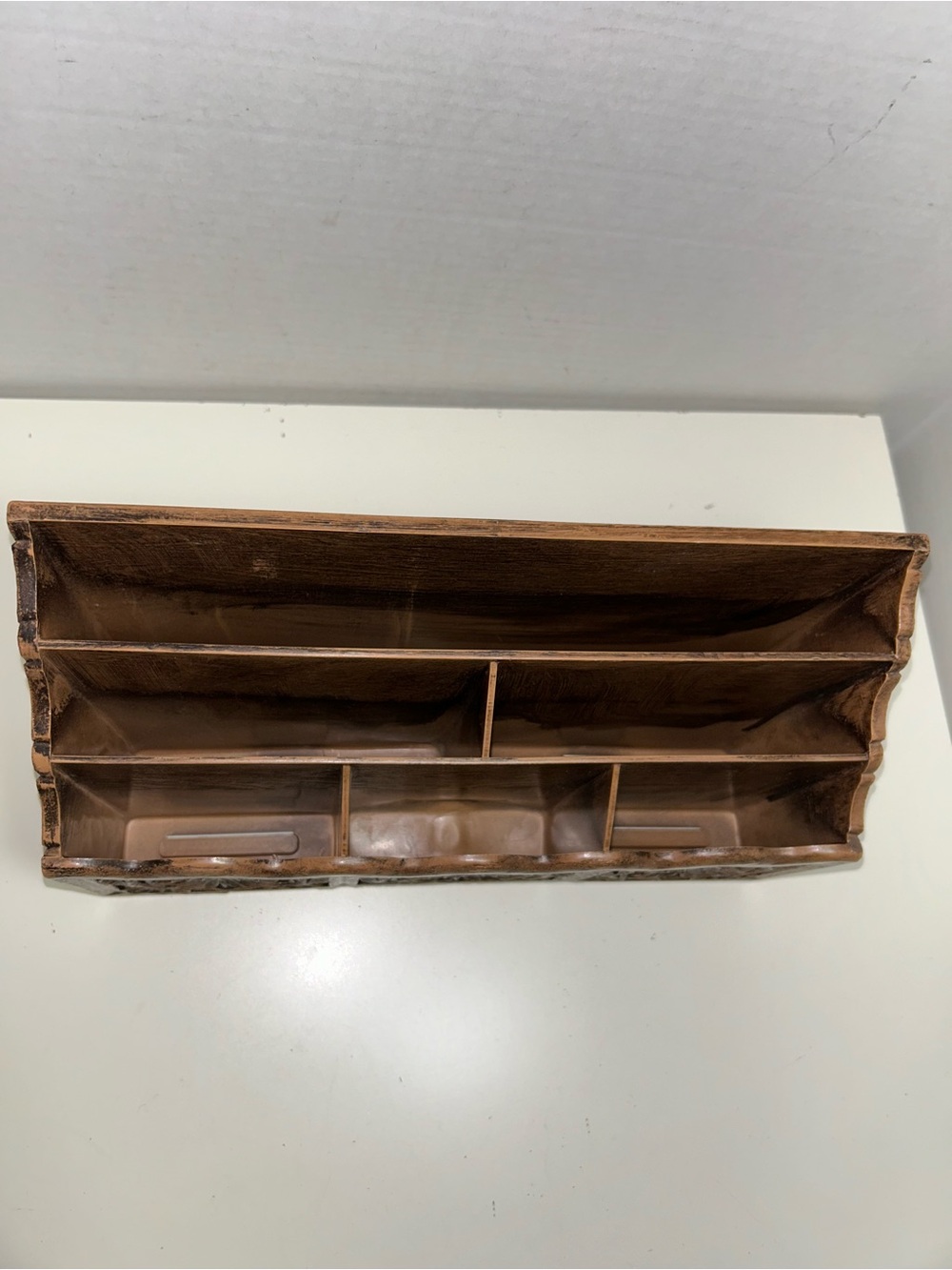 Lerner Mid Century Modern Brown Faux Wood Desk Caddy Organizer - Picture 4 of 11